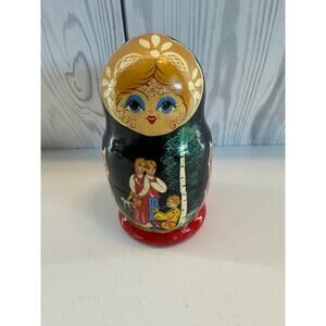 Vintage Russian Nesting Doll Traditional Babushka Handmade Set of 5
